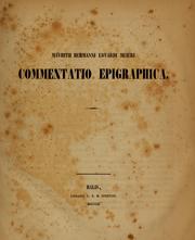 Cover of: Commentatio epigraphica
