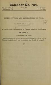 Cover of: Duties on wool and manufactures of wool ...