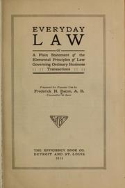 Cover of: Everyday law | Frederick H. Bacon