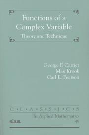 Cover of: Functions of a Complex Variable: Theory and Technique (Classics in Applied Mathematics)