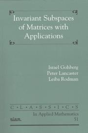 Cover of: Invariant Subspaces of Matrices with Applications (Classics in Applied Mathematics)