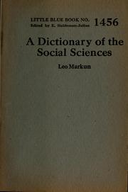 Cover of: A dictionary of the social sciences by Leo Markun