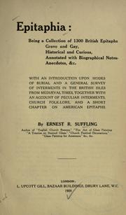 Cover of: Epitaphia by Ernest R. Suffling