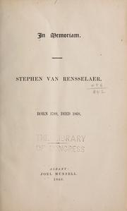 Cover of: In memoriam, Stephen Van Rensselaer ...
