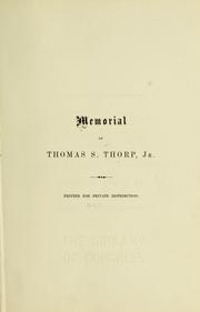 Cover of: Memorial of Thomas S. Thorp, jr.