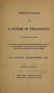 Cover of: Principles of a system of philosophy