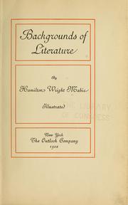 Cover of: Backgrounds of literature by Hamilton Wright Mabie