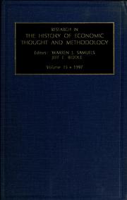 Cover of: Research in the History of Economic Thought and Methodology.