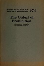 Cover of: The ordeal of prohibition