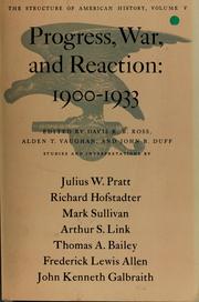 Cover of: Progress War and Reaction 1933