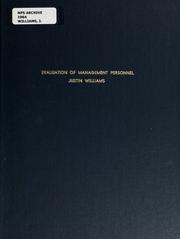 Cover of: Evaluation of management personnel | Justin Williams