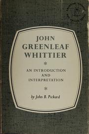Cover of: John Greenleaf Whittier by John B. Pickard