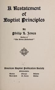 A restatement of Baptist principles