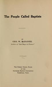 The people called Baptists by George White McDaniel