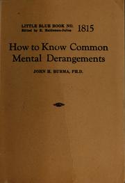 Cover of: How to know common mental derangements