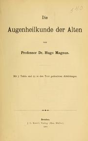 Cover of: Die Augenheilkunde der Alten