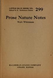 Cover of: Prose nature notes