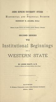 Cover of: Institutional beginnings in a western state [Iowa]