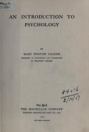 Cover of: An introduction to psychology by Mary Whiton Calkins