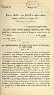 Cover of: An investigation of the Otero Basin, N. Mex., for potash salts. by Edward Elway Free