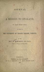 Cover of: Journal of a mission to England, in the year 1864 by McMurray, William