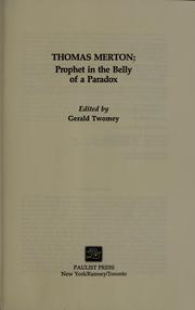 Cover of: Thomas Merton, prophet in the belly of a paradox