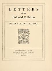 Cover of: Letters from colonial children by Eva March Tappan