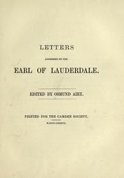Cover of: Letters addressed to the Earl of Lauderdale