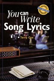 Cover of: You Can Write Song Lyrics (You Can Write) by Terry Cox