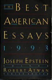 Cover of: The best American essays 1993 by edited and with an introduction by Joseph Epstein ; Robert Atwan, series editor.