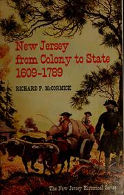Cover of: New Jersey from Colony to State, 1609-1789.