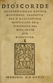 Cover of: Dioscoride Anazarbeo della materia medicinale