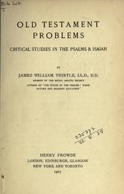 Cover of: Old Testament problems | James William Thirtle