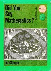 Cover of: Did you say mathematics?