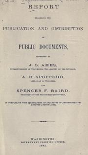 Cover of: Report regarding the publication and distribution of public documents by United States. Superintendent of Documents