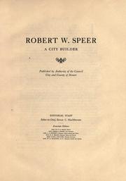 Cover of: Robert W. Speer, a city builder.