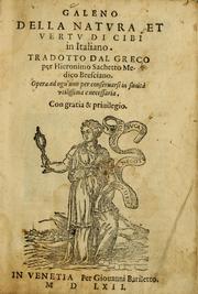 Cover of: Galeno Della natura et vertu di cibi in italiano