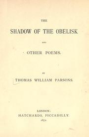 Cover of: The shadow of the obelisk: and the other poems