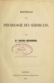 Cover of: Beiträge zur Physiologie des Sehorgans