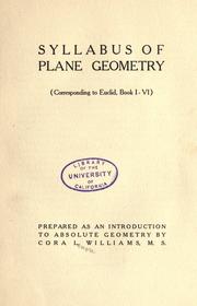 Cover of: Syllabus of plane geometry: (corresponding to Euclid, Book I-VI) ; prepared as an introduction to absolute geometry