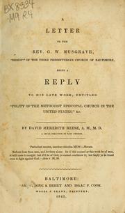 Cover of: A letter to the Rev. G. W. Musgrave, "bishop!" of the Third Presbyterian church of Baltimore