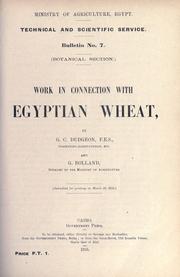 Cover of: Work in connection with Egyptian wheat