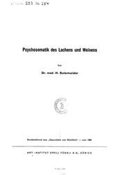 Cover of: Psychosomatik des Lachens und Weinens