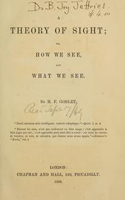 Cover of: A theory of sight