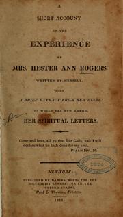 A short account of the experience of Mrs. Hester Ann Rogers by Hester Ann Rogers