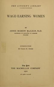 Cover of: Wage-earning women | Annie Marion MacLean