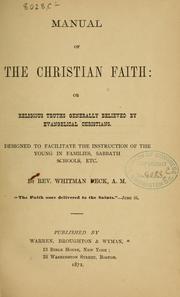 Cover of: Manual of the Christian faith...