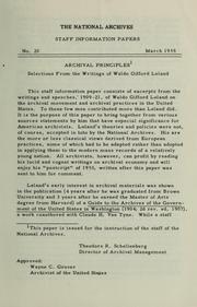 Cover of: Archival principles.: Selections from the writings of Waldo Gifford Leland.