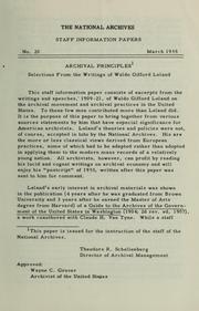 Cover of: Archival principles. by Waldo Gifford Leland