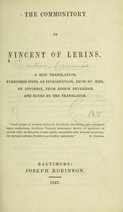 Cover of: The commonitory of Vincent of Lerins A new translation...